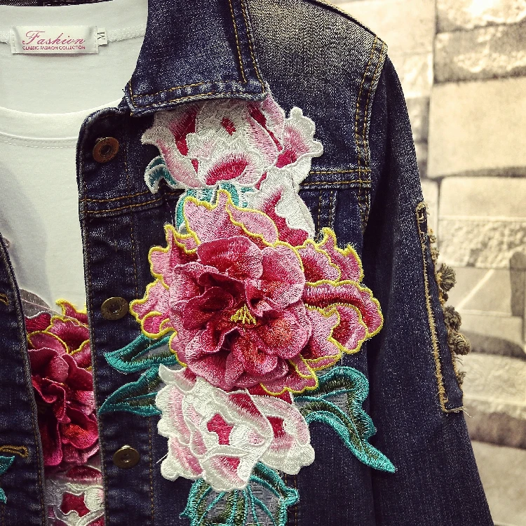 

Vintage 3d Dragon Girls Embroidery Jeans Clothing Womens Denim Jacket Loose Woman Bomber Coat Jaqueta