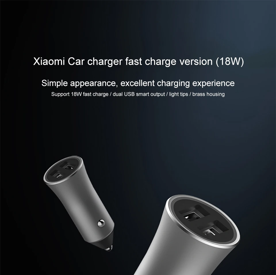 Оригинальное автомобильное зарядное устройство для Xiaomi 18 W Quick Charge mi металлический корпус Dual USB для мобильного iPhone samsung huawei Xiao mi Tablet быстрая зарядка