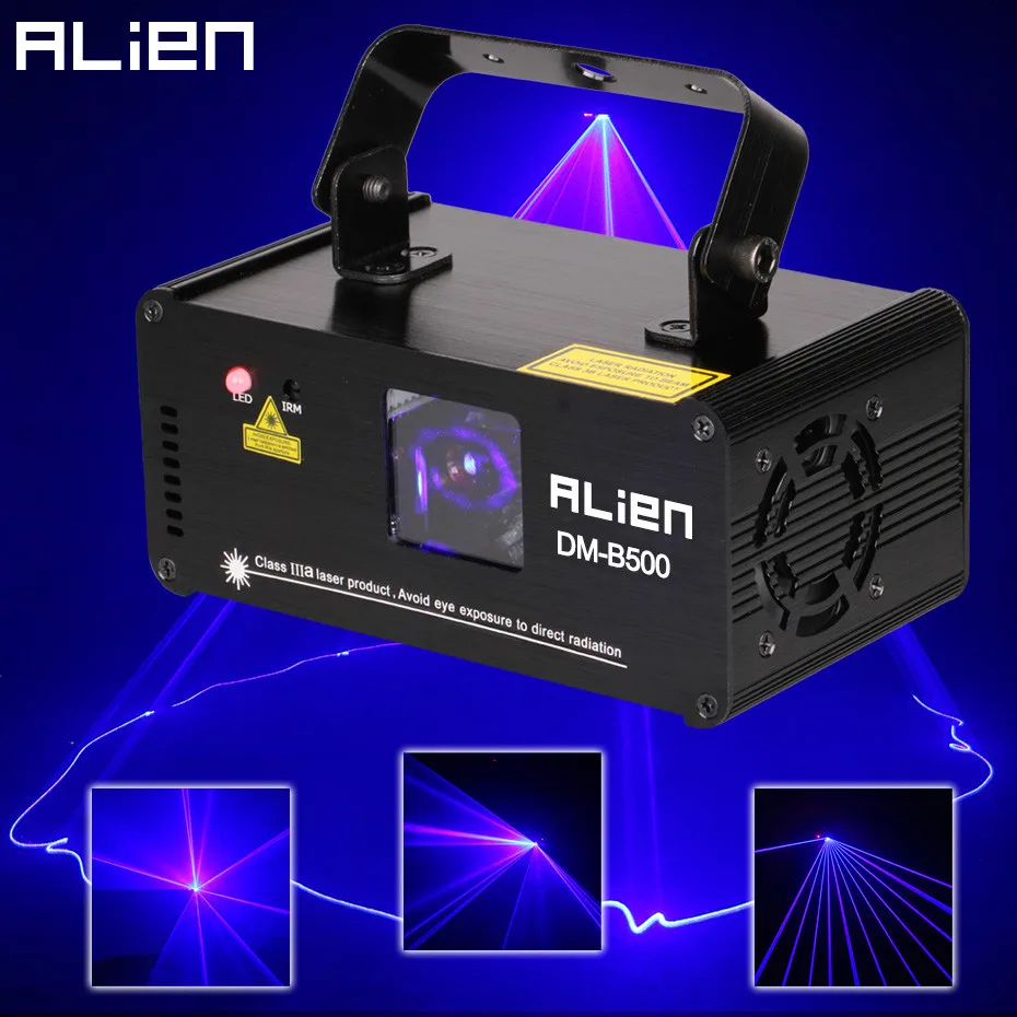 Синий DJ лазерный проектор ALIEN DMX512 500 МВт сканер со сценическим освещением для