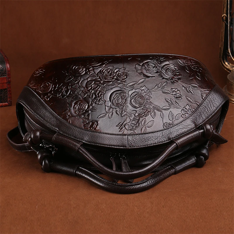 Сумка тоут женская из натуральной кожи с тиснением роскошный винтажный саквояж