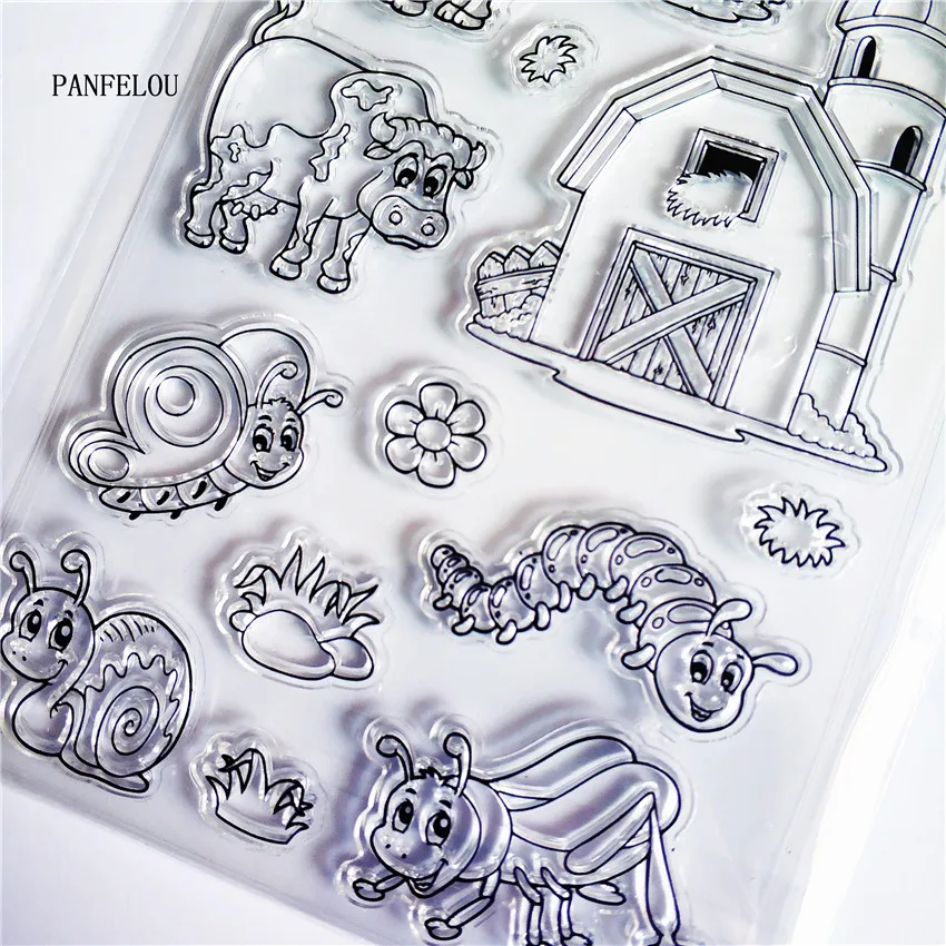 Прозрачные силиконовые резиновые штампы PANFELOU The Farm garden для
