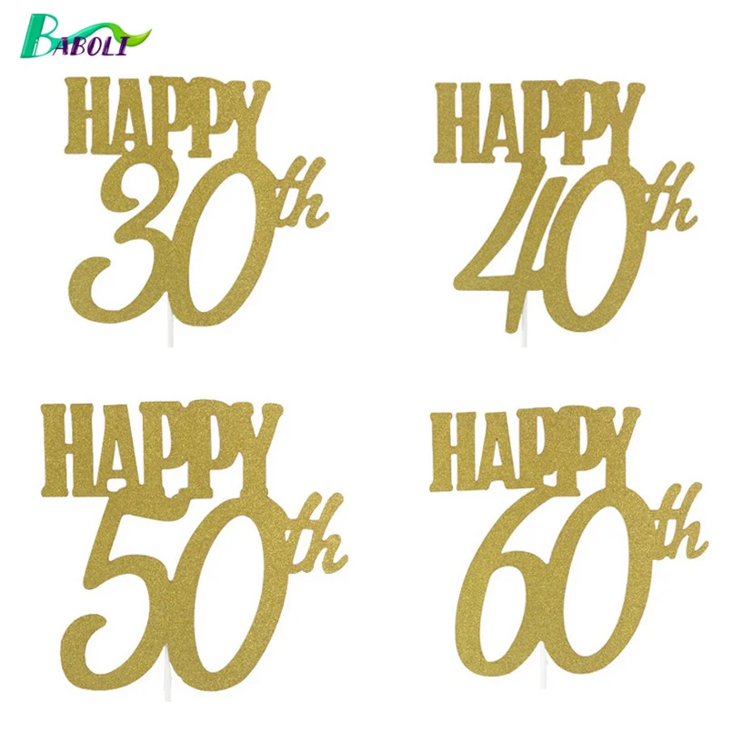 1 шт Главная DIY торт С Днем Рождения флаг 10th 20th 30th 40th 50th 60th карты вечерние Юбилей