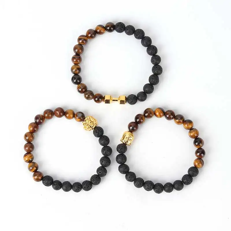 Натуральный вулканический камень браслет из черной лавы сплав леопард лев