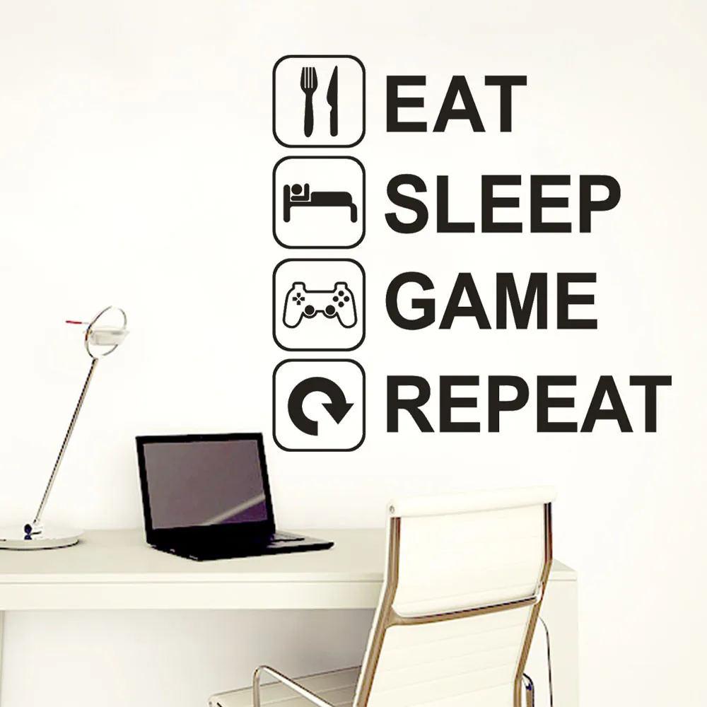 Новинка 2020 модные обои съемная виниловая настенная роспись Eat Sleep Game с повторным
