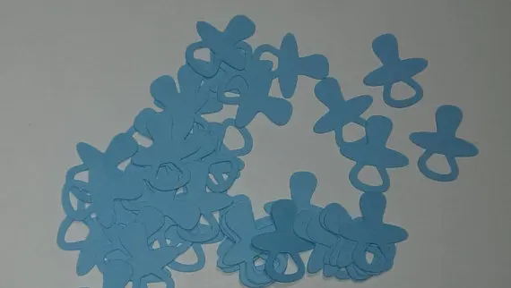 

Blue Binky, Pacifier Paper Confetti, Table Scatter, Cutouts Birthday Table decor scrapbook favors