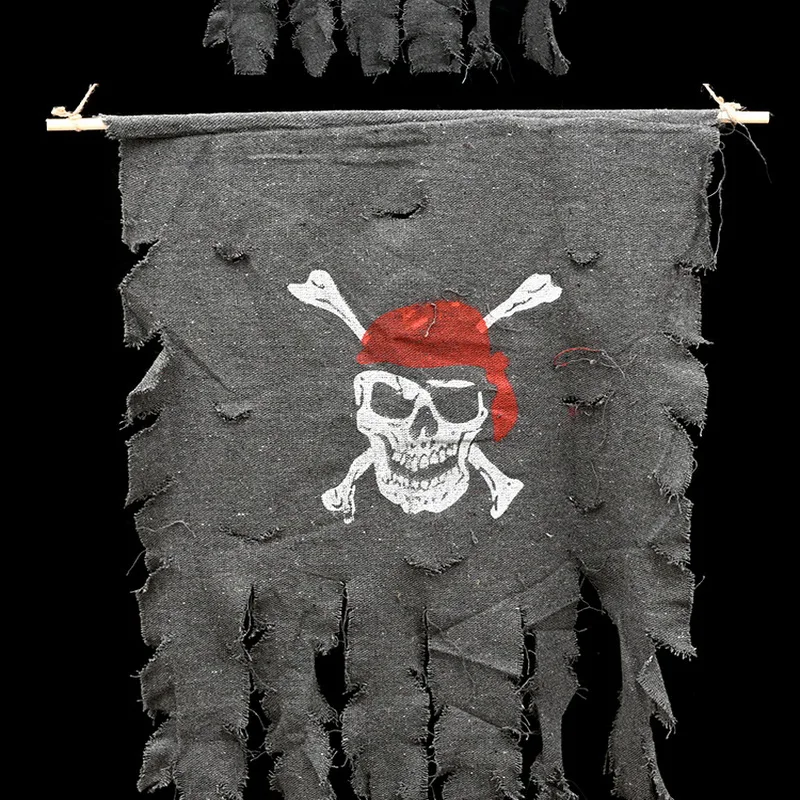 Jolly Roger потрепанный хлопок жуткий пиратский флаг украшение пиратские вечерние