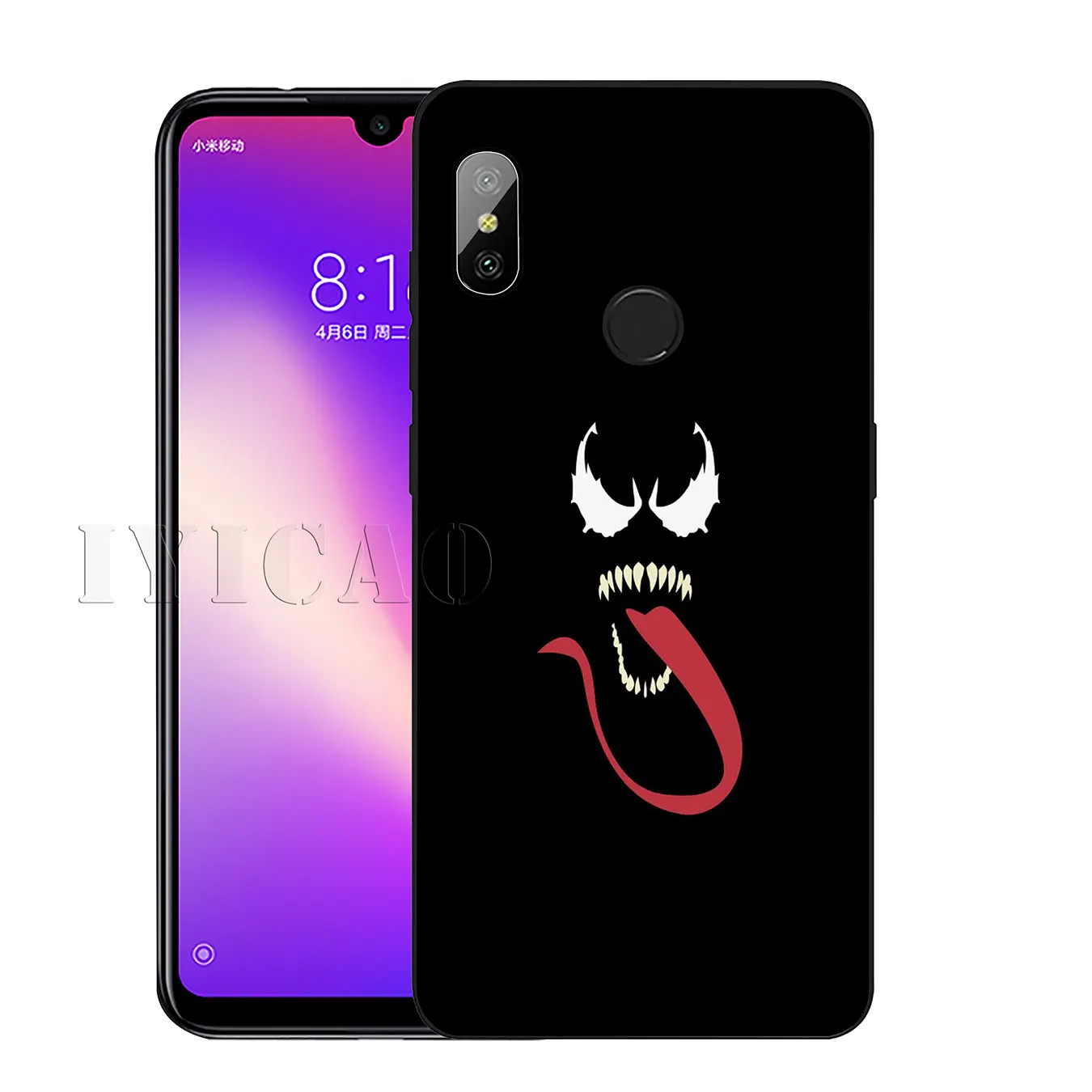 IYICAO Marvel Venom Soft Silicone Phone Case for Xiaomi Redmi K30 K20 8A 7A 6A 5A S2 GO Note 8 8T 7 5 6 Pro Black TPU Cover |
