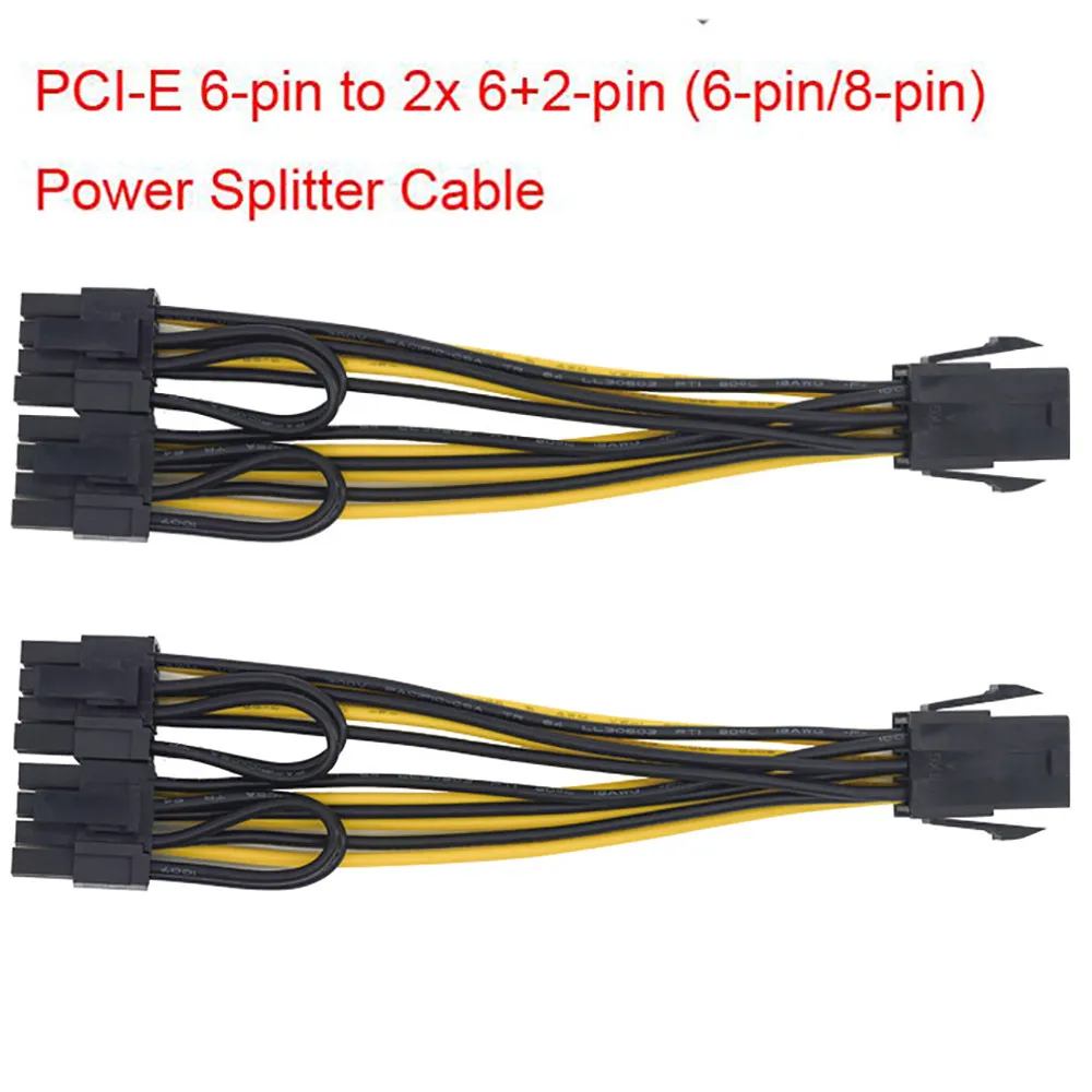 2x PCI-e 8pin to Dual 8Pin Video Card Power Extension Cable 6-pin PCIe Female 2x 6+2-pin PCIe Male A30