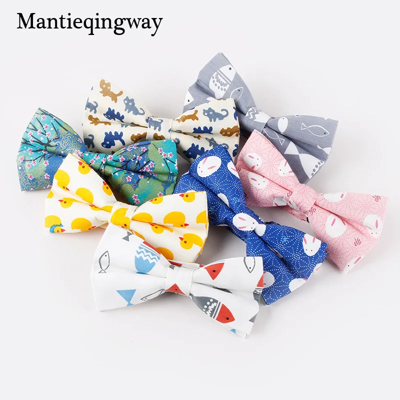 Mantieqingway модный мужской галстук бабочка с рисунком рыбы/утки аксессуары для