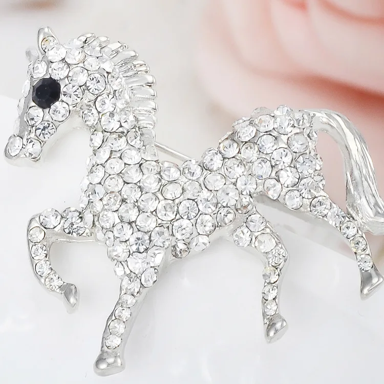 MZC Новые Броши с белыми кристаллами-лошадь сплав Стразы для женщин мужчин лучшие
