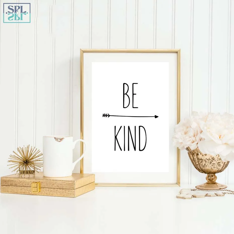 SPLSPL Be Kind! Абстрактный минималистичный художественный черно белый буквенный