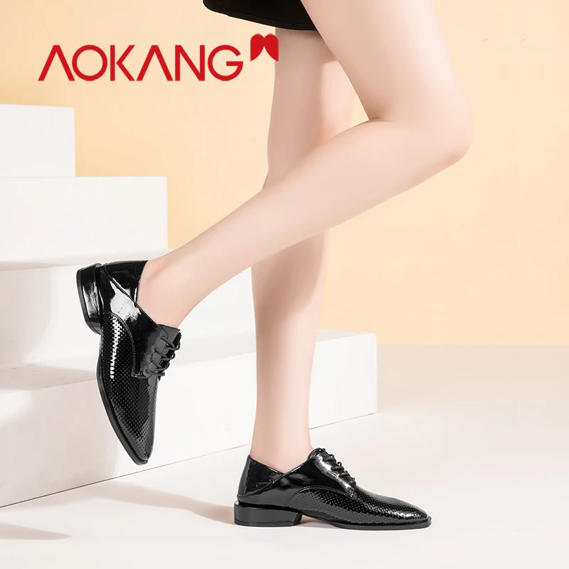 AOKANG/обувь; женские туфли-лодочки; Туфли-оксфорды; лоферы на шнуровке; женская официальная обувь; модельные туфли-лодочки на шнуровке; Высококачественная Летняя женская обувь
