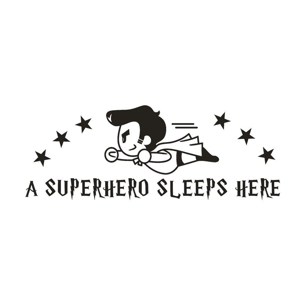 2019 HOT! A Superhero Sleeps Here Wall Decals Children's Room Home Decoration Art Dropshipping Jan25 | Дом и сад
