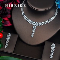 hibride elegant marquise cut micro cz pave women bridal jewelry sets necklace set wedding accessories gifts jewelry n 439