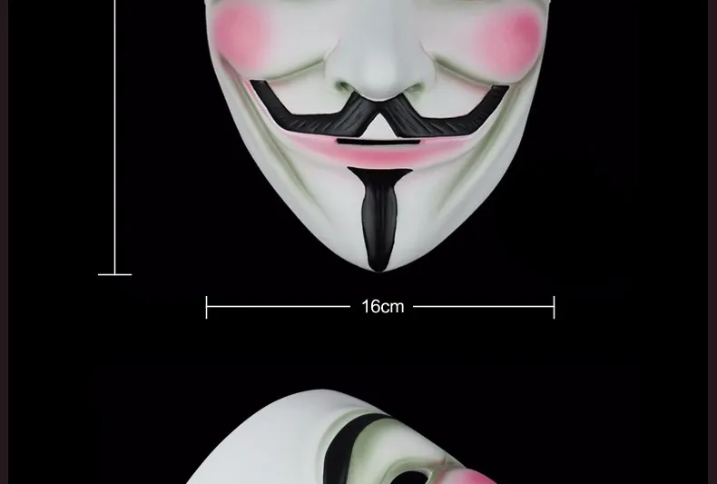 V для вендетты смолы маска Guy Fawkes аноним Косплей Хэллоуин маски 2 цвета белый/Бронзовый высокое качество