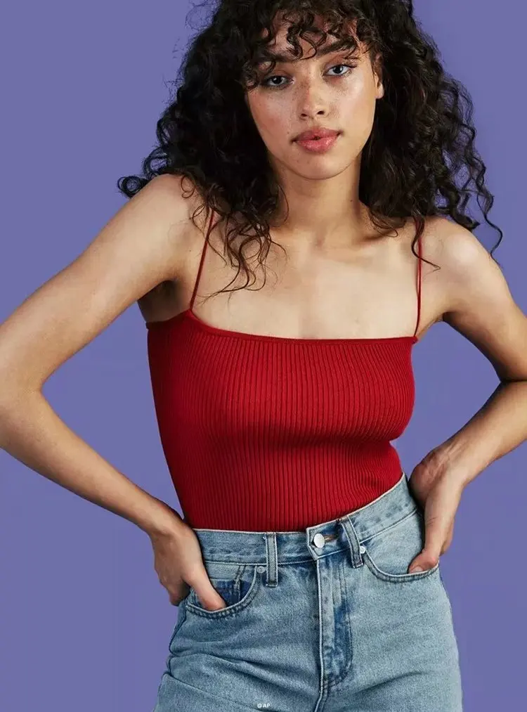 Винтажный сексуальный трикотажный кроп топ в стиле ретро карамельных цветов