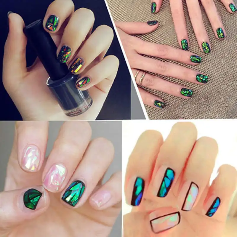 5 шт./лот голографическая блестящая Лазерная Фольга для дизайна ногтей яркие