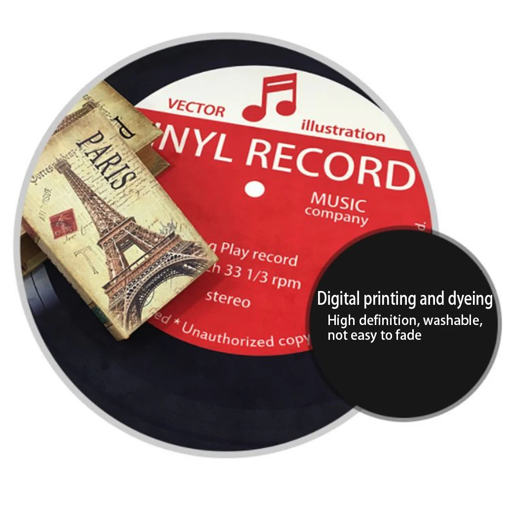 Коврик для дисков Antique CD с подушкой для стула или дивана, с котом на виниловой пластинке, круглый, модель для небольшой комнаты.