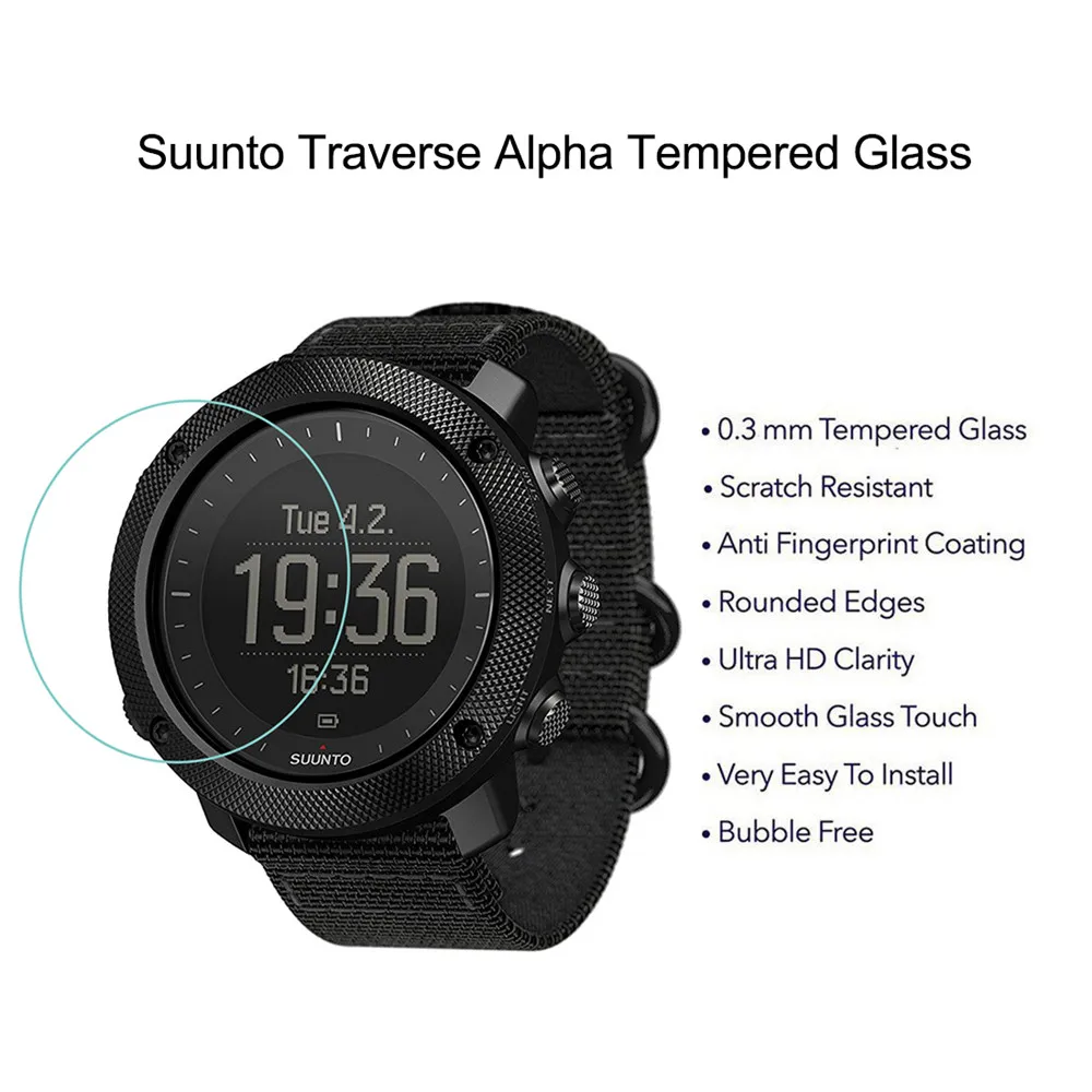 9H Hardness Tempered Glass Screen Protector For Suunto Traverse Alpha Watch Ultra Clear Explosion-proof Anti Scratch Film | Электроника