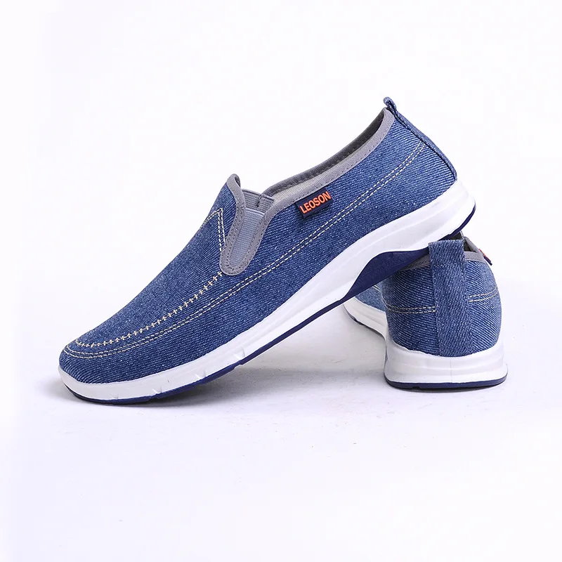 CUWHF 2019 New Spring/Autumn Fashion Denim Shoes For Student Solid Fabric Loafers Men Slip-on Shallow Simple Style Flat Sneakers | Обувь