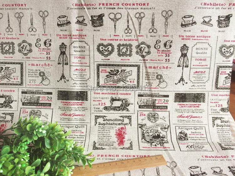 140*50CM High quality Retro Stamp Cotton Linen fabric telas DIY patchwork Doll cloth Sewing tablecloth curtain textile Tecido | Дом и сад