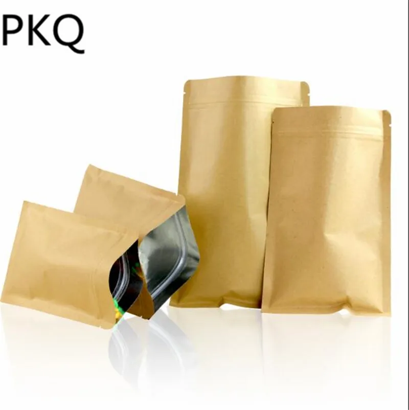 10 шт маленький дой-Пак из крафт-бумаги с замком-молнией мешок алюминиевой фольгой
