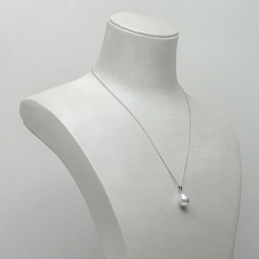 

Elegant 11.5*10.2mm White Genuine South Sea Pearl Pendant Solid 14k White Gold