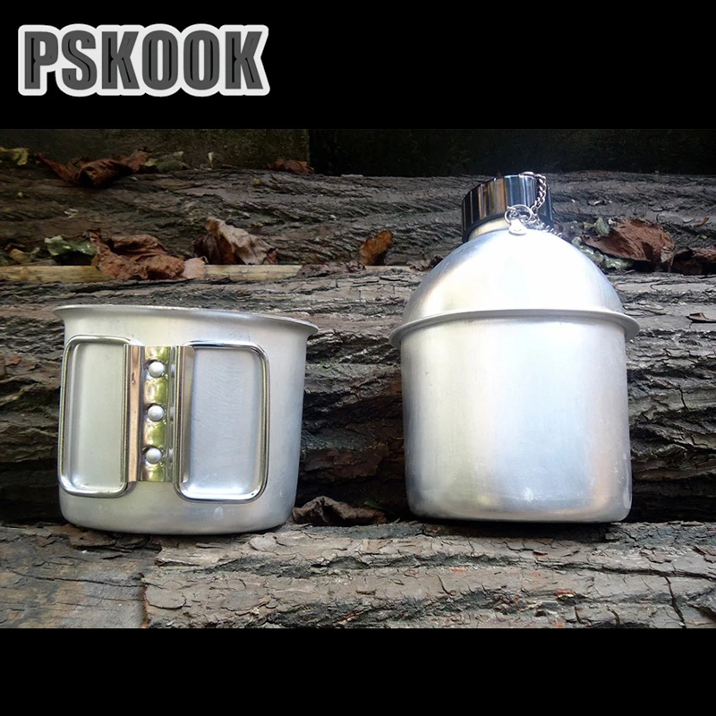 PSKOOK Открытый столовая алюминиевая Военная фляга армейская подвесная бутылка для