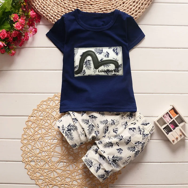 Костюм детский летний с коротким рукавом и круглым вырезом|baby boy clothing|baby clothing setbaby
