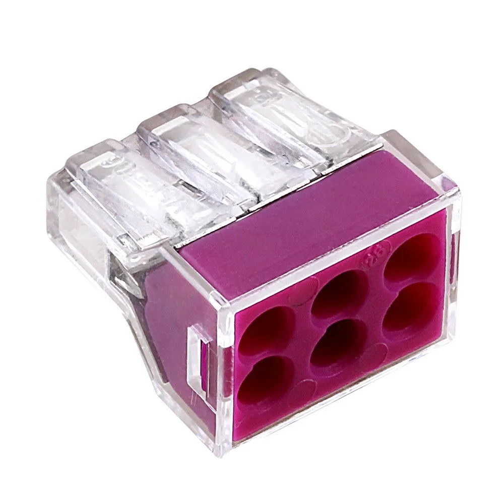 

NEW 50pcs PCT106 773-106 Push wire wiring connector For Junction box 6 pin conductor terminal block wire connector