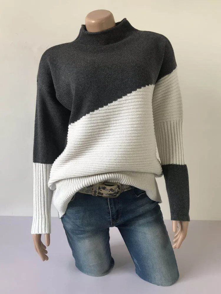 Savabien Sweater Women Invierno 2019 Pullover Irregular Sleeve Turtleneck Vintage Harajuku knitwear Black Streetwear | Женская одежда