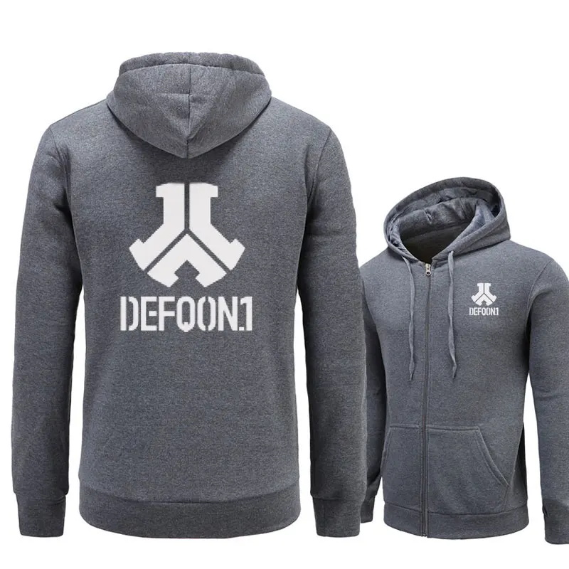 gray and white Новинка года Defqon 1 рок группа хип хоп мужские толстовки кофты зима осень молния флис повседневные куртки Толстовка - Цвет: gray and white