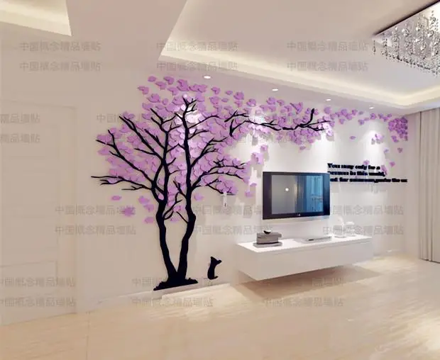 1 шт. креативная текстура 3D акриловое дерево для настройки телевизора настенные