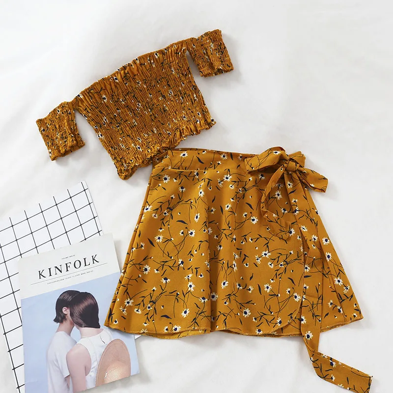 2019 Новый Модный женский комплект из двух предметов сексуальная slash шеи стрейч