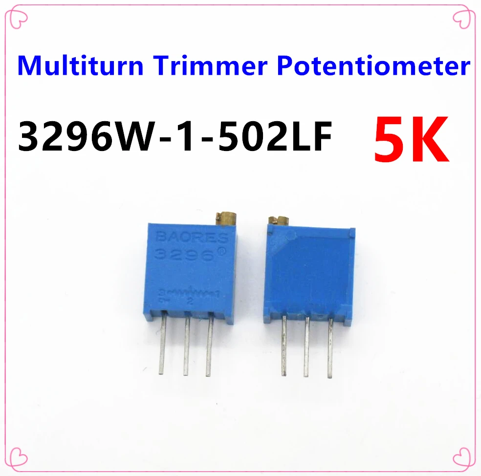 

15Pcs/lot 3296W-1-502LF 3296W 502 5K ohm Top regulation Multiturn Trimmer Potentiometer High Precision Variable Resistor