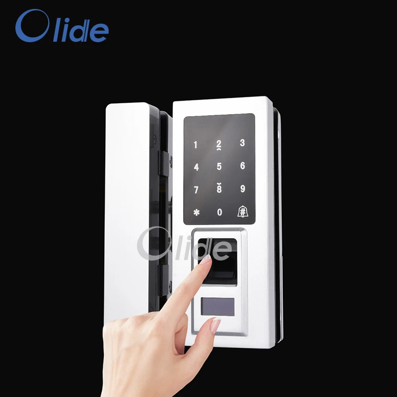 Olide отпечаток пальца стеклянный дверной замок Пароль/отпечаток пальца/RFID карта в