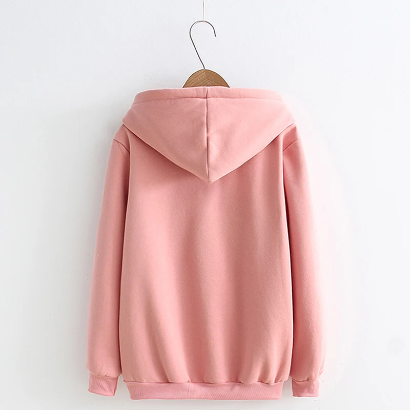 2018 New Women Hoodies Cotton Hooded Harajuku Sweet Cute Pleated Long Sleeve Coffee Print #2893 | Женская одежда