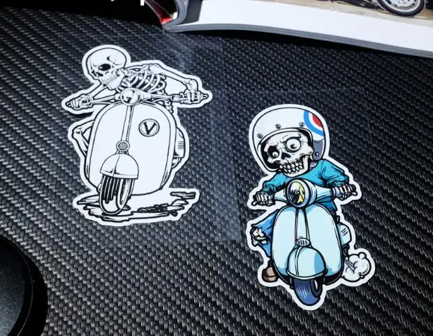 Светоотражающие Наклейка в виде черепа для piaggio Vespa мотоциклетные виниловые наклейки скутер мотоцикл ретро-наклейки для superbike Байк