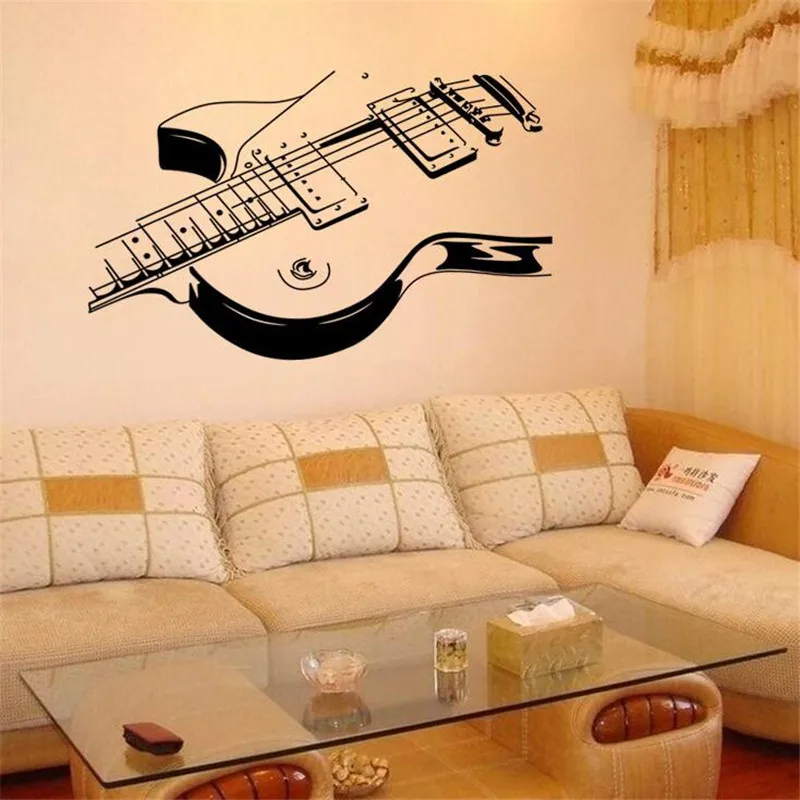 IDFIAFNew большая гитара инструмент наклейки на стену ПВХ украшение дома музыка фон
