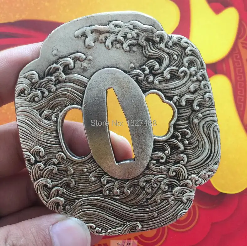 Костюм из серебра с медным покрытием японской катаны WAKIZASHI аксессуары для мечей TSUBA+ FUCHI+ KASHIRA+ MENUKI