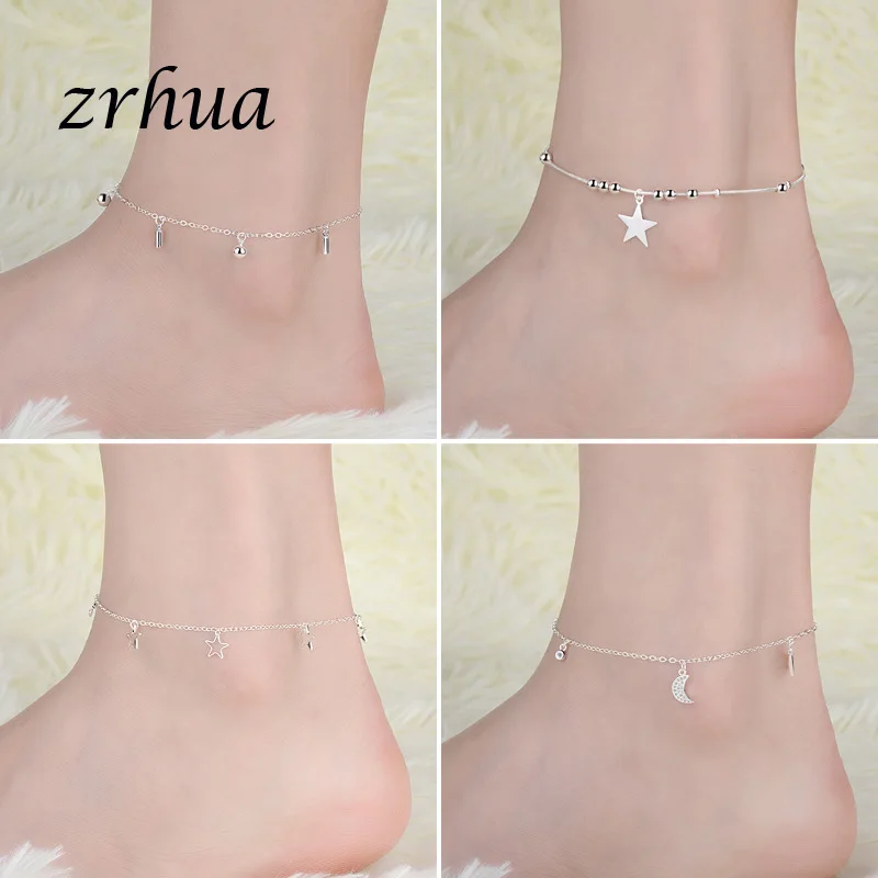 ZRHUA винтажные модные браслеты на ногу из серебра 925 пробы для женщин богемные