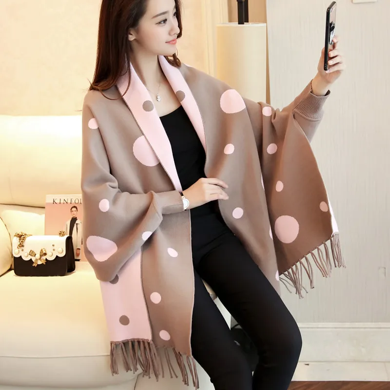 High Quality Elegant long cardigan women fashion autumn Tassel poncho oversized sweater pull femme Women's knitted |