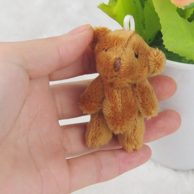 10PCS/Lot Mini Joint Bear Stuffed Plush Toys 6.5cm Cute White Ted Bears Pendant Dolls Gifts Birthday Wedding Party Decor J00402 | Игрушки и
