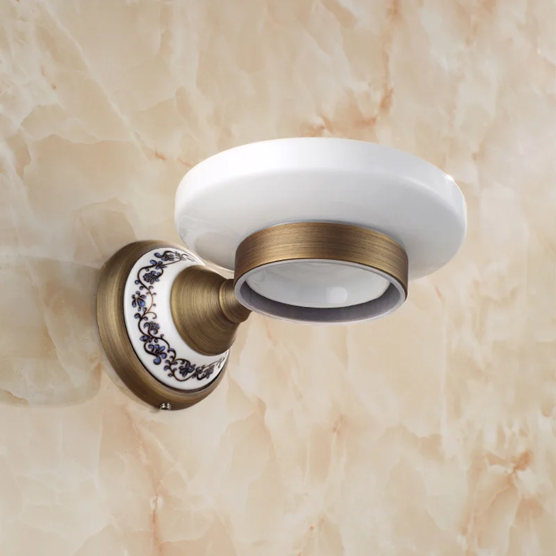 Soap Dish Набор из 20 предметов, античный латунный настенный держатель для туалетной бумаги/крючок для халата/держатель для полотенец/кольца для полотенец - Цвет: Soap Dish