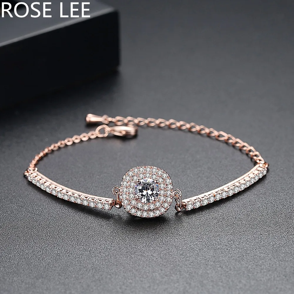 Femme Shining Charm кубический цирконий розовое золото цвет браслет цепочка браслеты для