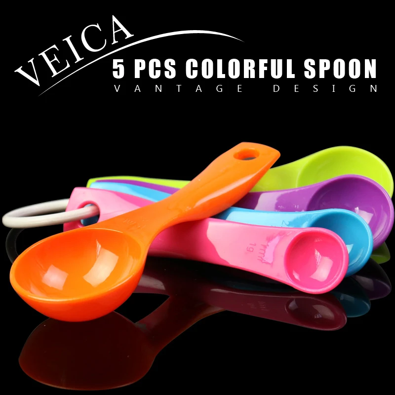 5 шт. красочные пластиковые мерные ложки чашки кухонные инструменты высокого