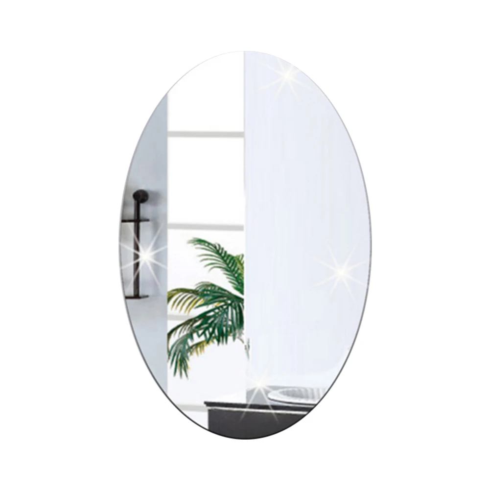 oval silver Настенный стикер 3D зеркальный эффект съемный Прямоугольник Овальный фон украшение для дома горячая распродажа - Цвет: oval silver