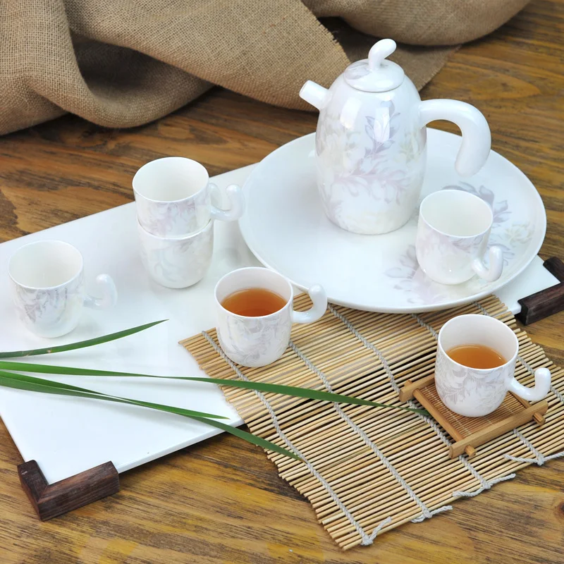 Кофейник набор из костяного фарфора чайный 8 предметов керамическая чашка чайных