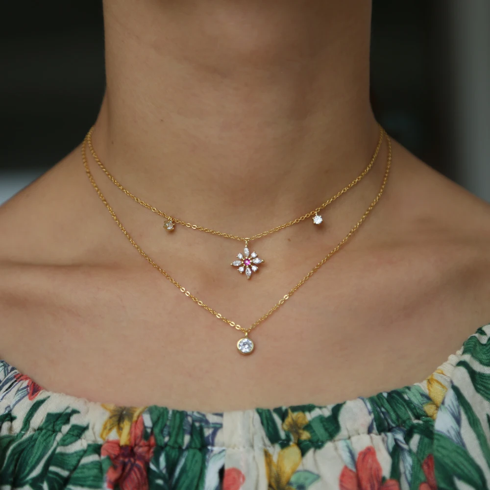 Женское Двухслойное ожерелье из серебра 2018 пробы с подвеской|Ожерелья| |