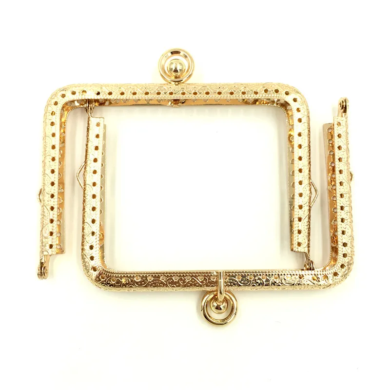 

Квадратная прямоугольная металлическая застежка-клатч с зернистой рамкой, золотистая ручка, 11 см, фурнитура для чемодана
